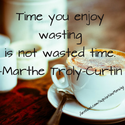 “Time you enjoy wasting is not wasted time.”  - Marthe Troly-Curtin 