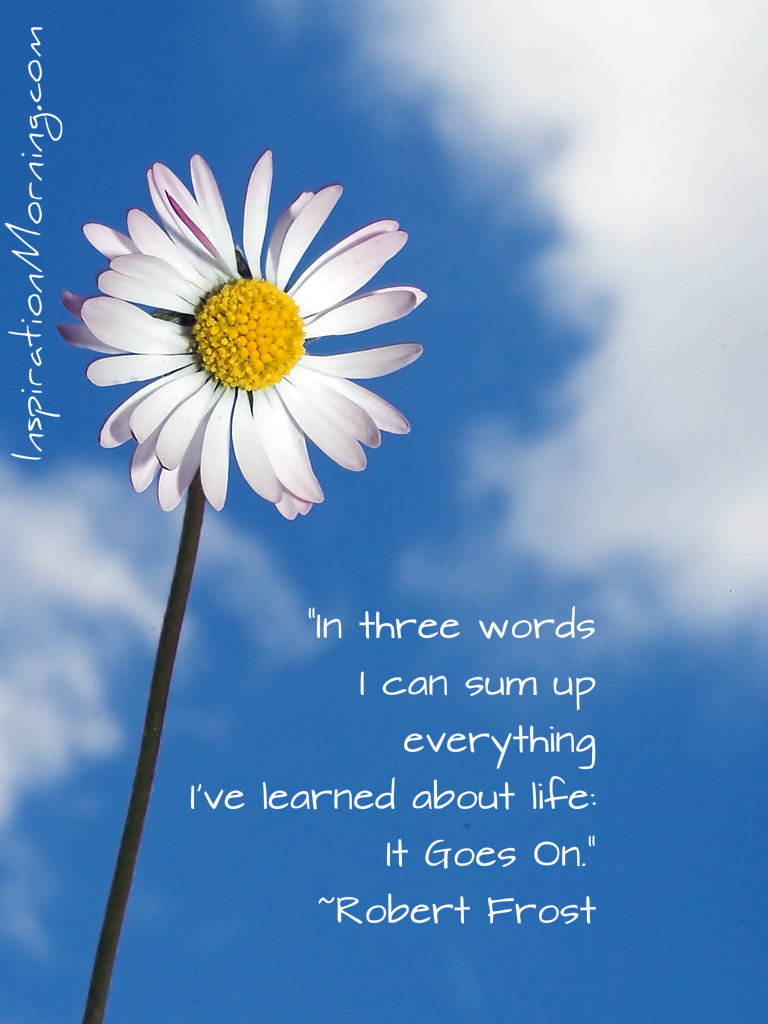 “In three words I can sum up everything I've learned about life: it goes on.” ? Robert Frost